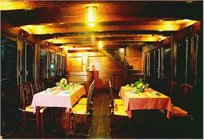 Dining room in Bassac Cruise, Mekong river cruise trip in Vietnam and Cambodia section