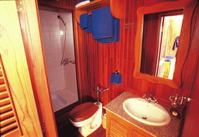 Bath room in Pandaw Cruise, Mekong river cruise trip, Vietnam and Cambodia section